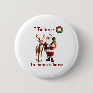 Santa Clause and Rudolf the red nosed reindeer 2 Inch Round Button