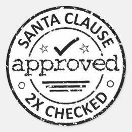 Santa Clause Approved 2 x Checked Christmas Classic Round Sticker