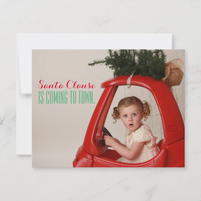 Santa Clause arrive à la ville Carte de Noël (Devant)