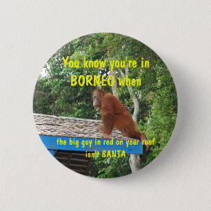 Santa Clause Borneo Christmas 2 Inch Round Button