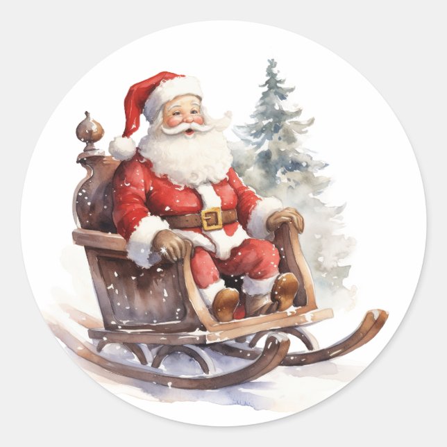 Santa Clause Classic Round Sticker (Front)