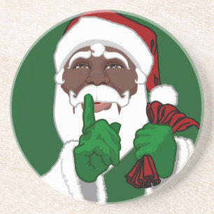 Santa Clause Coasters Black Santa Christmas