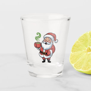 Santa Clause Drinking a Matcha Christmas Shot Glass