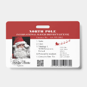Santa Clause faux lost Driving License Badge