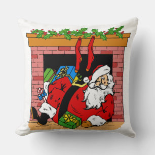 Santa Clause in the Chimney Throw Pillow