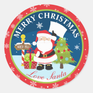 Santa Clause List and Presents Merry Christmas Classic Round Sticker