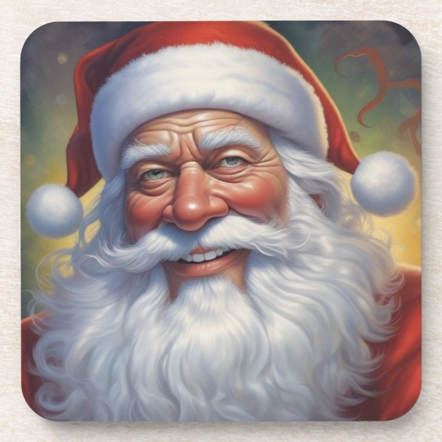 Santa Clause Merry Christmas Happy New Year Coaster (Front)