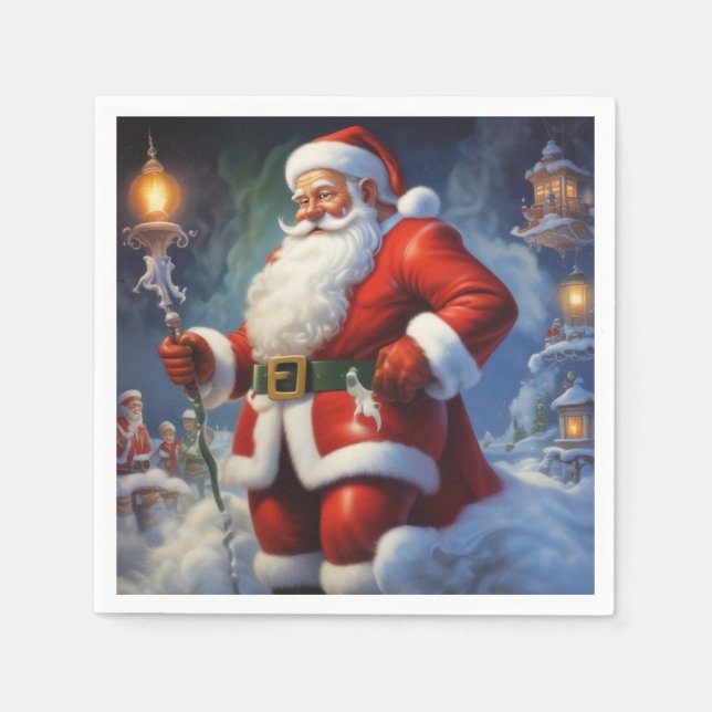 Santa Clause Merry Christmas Happy New Year Napkin (Front)