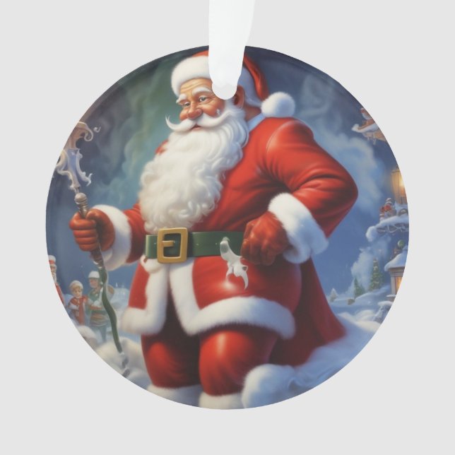 Santa Clause Merry Christmas Happy New Year Ornament (Front)