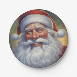 Santa Clause Merry Christmas Happy New Year Paper Plate