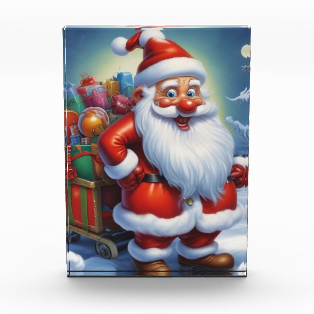 Santa Clause Merry Christmas Happy New Year Photo Block (Front)