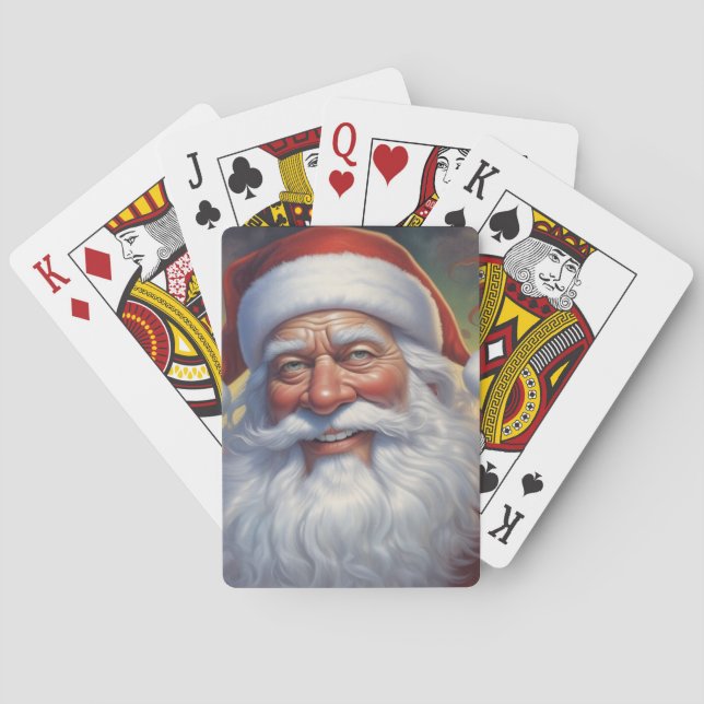 Santa Clause Merry Christmas Happy New Year Playing Cards (Back)