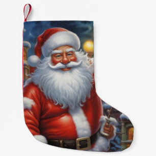 Santa Clause Merry Christmas Happy New Year Small Christmas Stocking