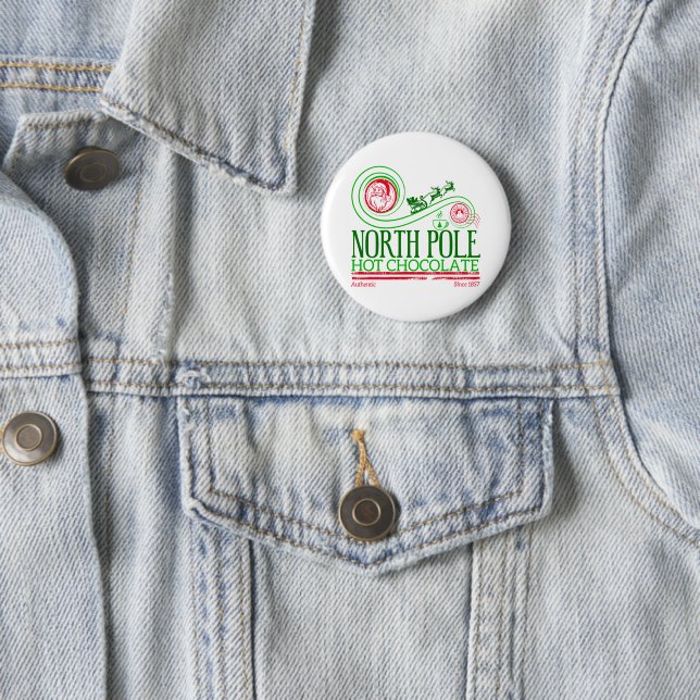 Santa Clause North Pole Hot Chocolate 2 Inch Round Button (In Situ)