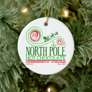 Santa Clause North Pole Hot Chocolate Ceramic Ornament