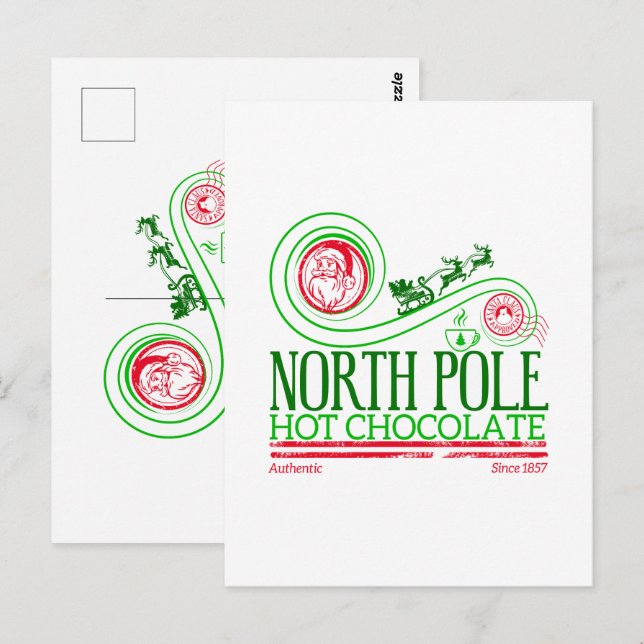 Santa Clause North Pole Hot Chocolate Postcard (Front/Back)