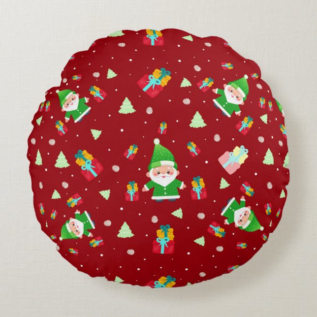 Santa Clause pattern Round Pillow (Front)