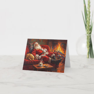 Santa Clause Resting Folded Holiday Card
