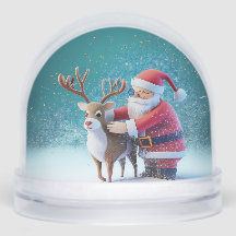 Santa Clause & Rudolf Christmas Snow Globe