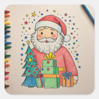 Santa Clause Square Sticker