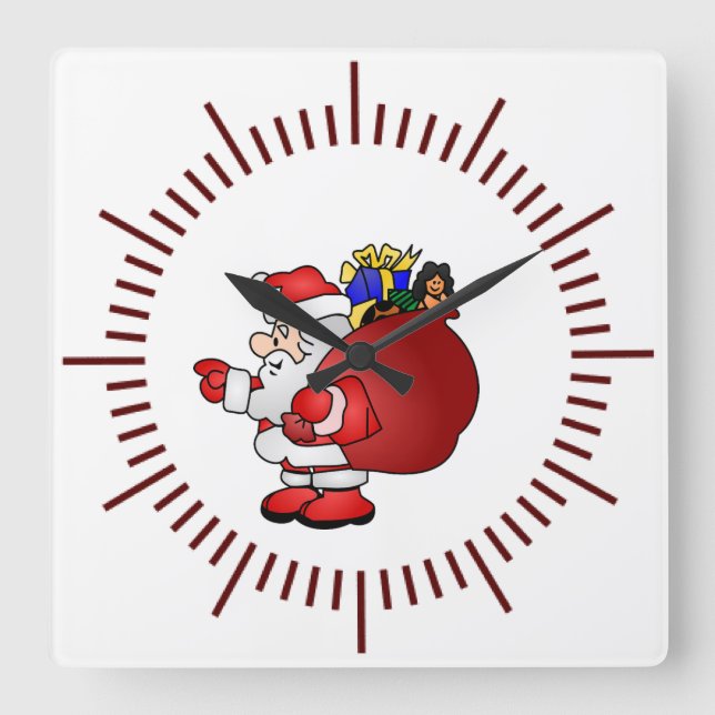 Santa Clause Square Wall Clock (Front)