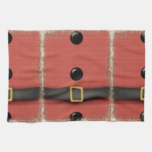 santa clause suit with belt buttons kitchen towel (Horizontal)