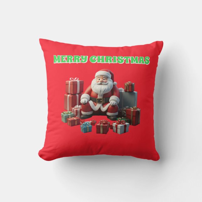 Santa Clause with gifts Throw Pillow (Front)