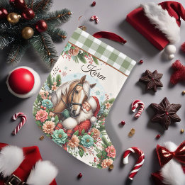Santa Clause With Horse Christmas Large Christmas Stocking