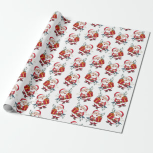 Santa Clause with Present  Wrapping Paper