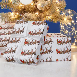 Santa Clause with reindeers  Wrapping Paper