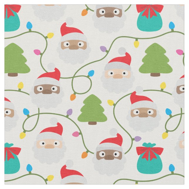 Santa Clauses Pattern Fabric (Close Up)