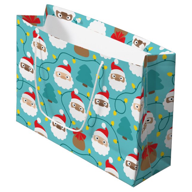 Santa Clauses Pattern Large Gift Bag (Front Angled)