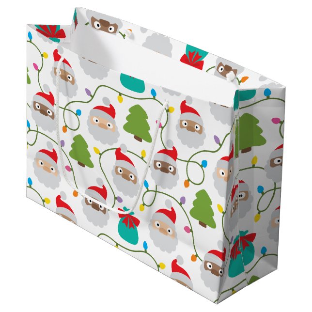 Santa Clauses Pattern Large Gift Bag (Front Angled)