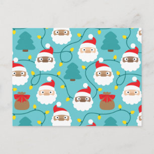 Santa Clauses Pattern Postcard