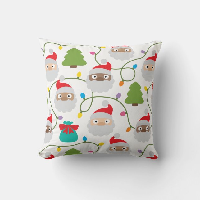 Santa Clauses Pattern Throw Pillow (Front)