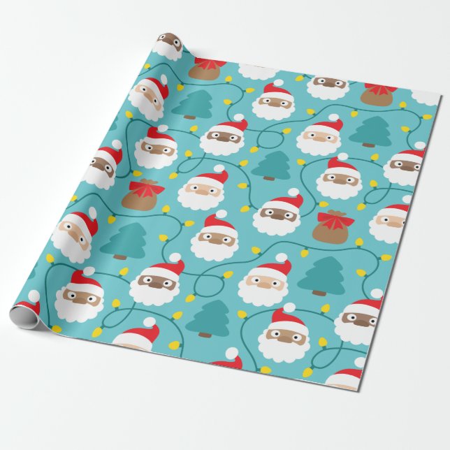 Santa Clauses Pattern Wrapping Paper (Unrolled)