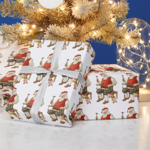 Santa Claus's Workshop Making Toy Sled Wrapping Paper