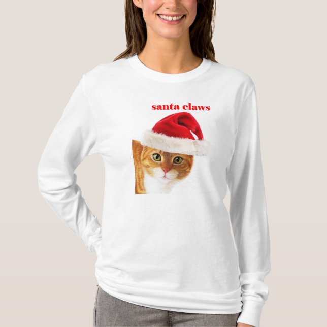 Santa Claws Cat T-Shirt (Front)