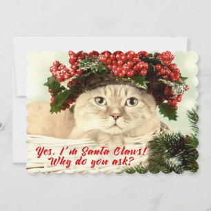 Santa "Claws" Christmas Cat Two Sided Card