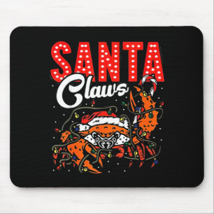 Santa Claws Christmas Funny Crab Lights Holiday Ca Mouse Pad