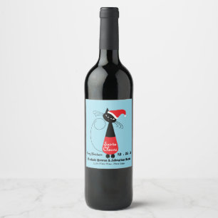 Santa Claws Christmas Wine Label
