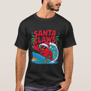 Santa Claws Funny Christmas Lobster With Palm Tree T-Shirt