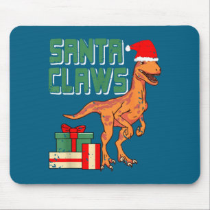 Santa Claws Funny Dinosaur Christmas Pun With Sant Mouse Pad