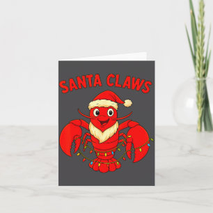 Santa Claws Lobster Christmas Lights Holiday Desig Card