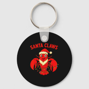 Santa Claws Lobster Christmas Lights Holiday Desig Keychain