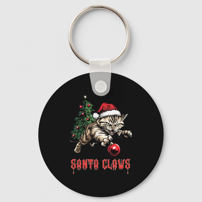 Santa Claws Long Sleeve  Keychain (Front)