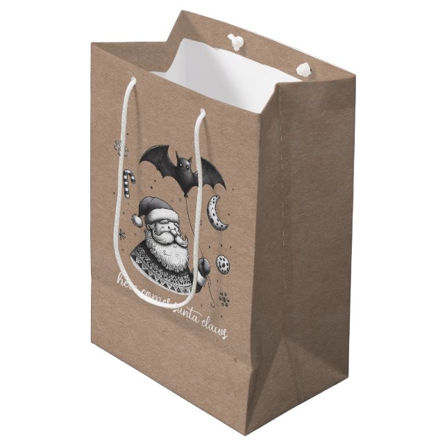 Santa Claws Medium Gift Bag (Front Angled)