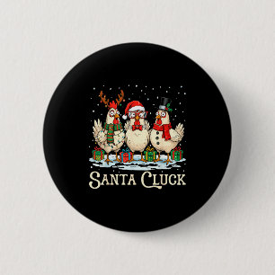 Santa Cluck Chicken Christmas Farm Animal Funny  2 Inch Round Button
