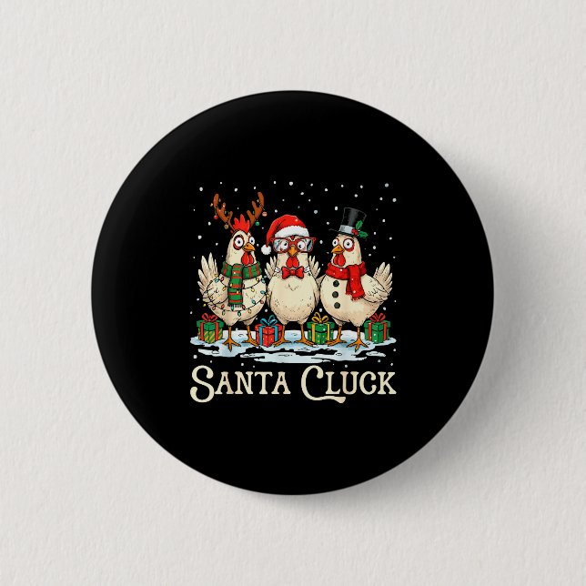 Santa Cluck Chicken Christmas Farm Animal Funny  2 Inch Round Button (Front)