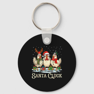 Santa Cluck Chicken Christmas Farm Animal Funny  Keychain